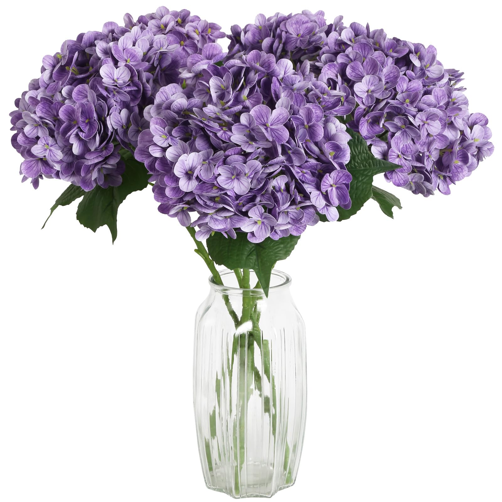 ICBOX 4PCS Real Touch Purple Hydrangea Artificial Flowers 21'' Large Latex Fake Hydrangea Flowers Faux Hydrangea with Stem for Wedding Home Table Centerpieces Indoor Baby Shower Decorations (Purple)