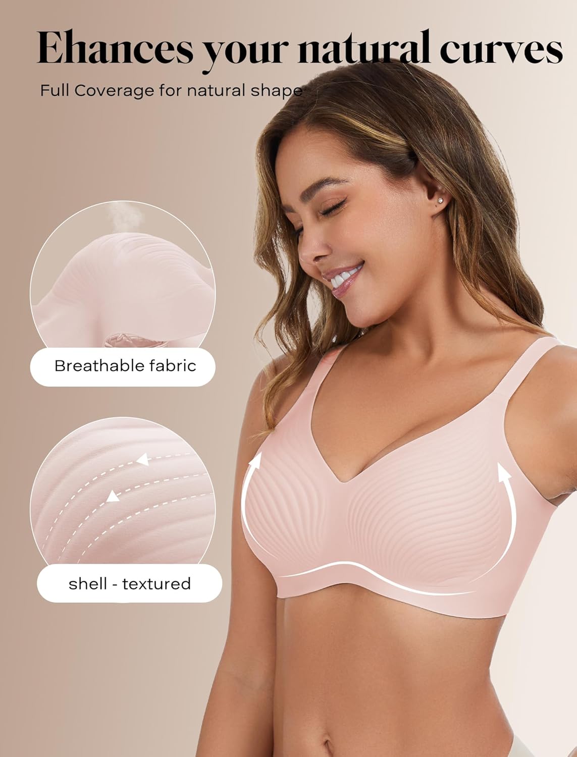 COMFELIE Seamless Wireless T-Shirt Bra for Women One-Piece No Padding No Underwire Full Coverage Underarm & Back Smoothing - Image 2