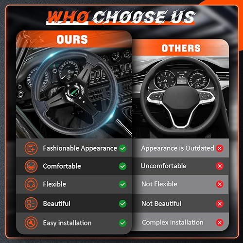 Vista 17 de Rastp Volante de carreras universal de 13.8 pulgadas, 6 pernos, agarre de material de espuma de poliuretano y aluminio con botón de claxon para Rojo