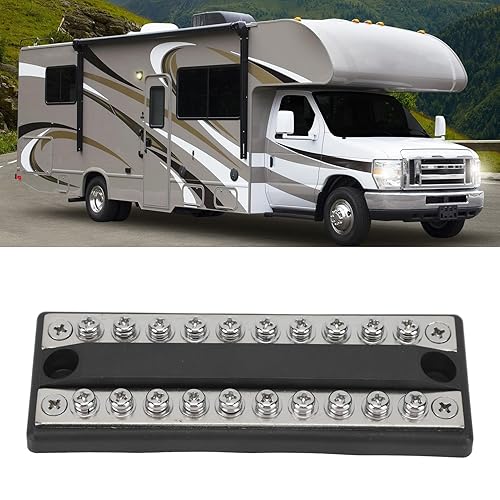 Miniatura 4 de Barra de bus de batería RV Batería Bus Bar DC12V a 48V 100A 10 vías doble fila 20 terminales Bloque de distribución de energía para coches, RVs,