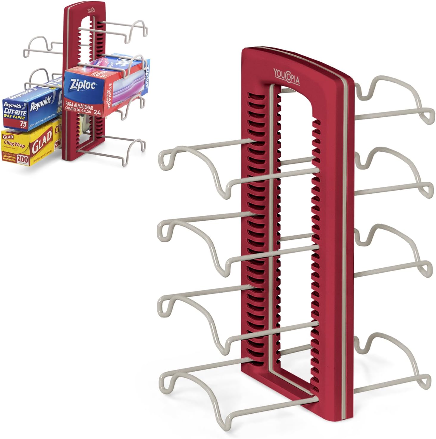 YouCopia StoreMore Adjustable WrapStand Kitchen Wrap Organizer Red 2-Pack