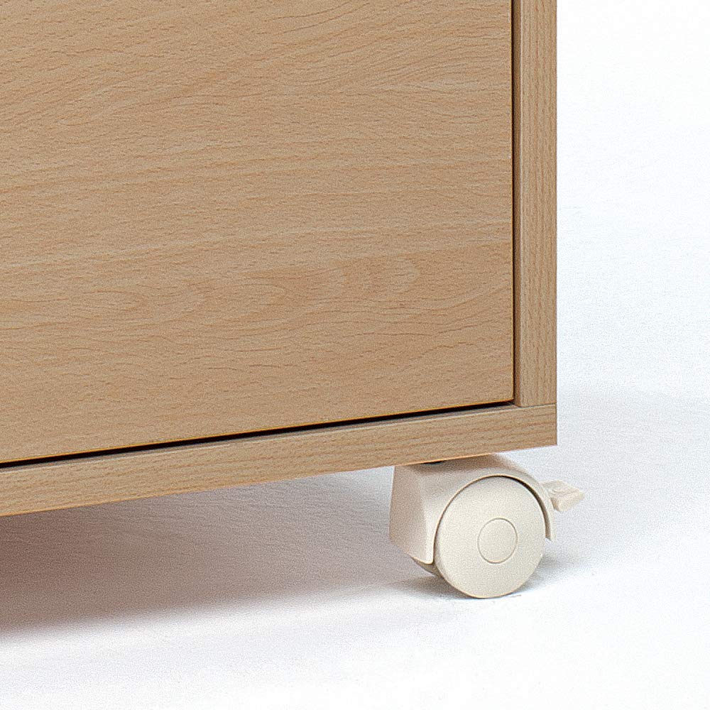 Foppapedretti 4 Ruote Nylon, Ricambio per Lettini e Bagnetti, Piroettanti, 2 Ruote con Freno, Sostituzione Semplice, Rendono Agevolo lo Spostamento, Crema