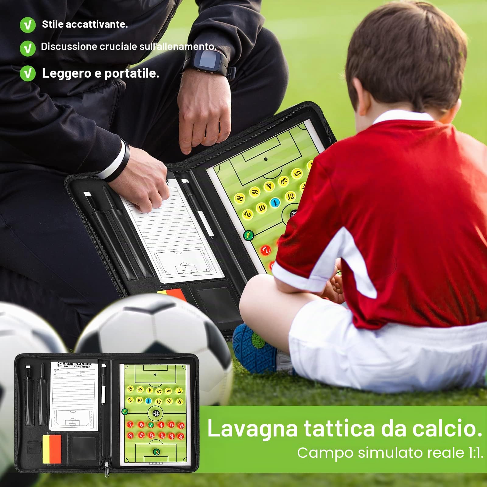 Cartella Tattica per Allenatore di Calcio, RoseFlower Lavagna Magnetica Calcio Attrezzatura da allenamento con Penne, Gomma, Spazzola - Coach board per Organizzazione Giocatori Tattiche e Strategie #3
