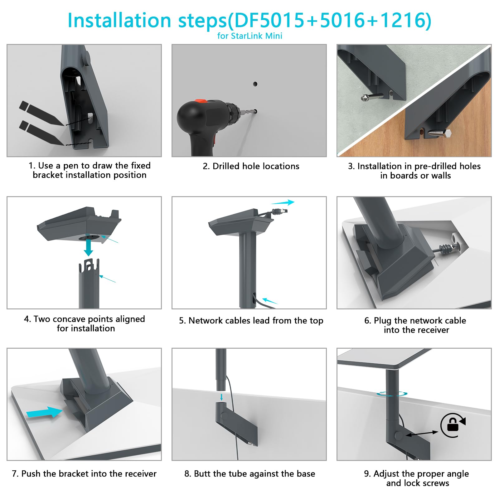 Starlink Support mural court réglable à 360° pour Star Link Gen 3/Mini/Mini X/Standard 4/4 X, Starlink