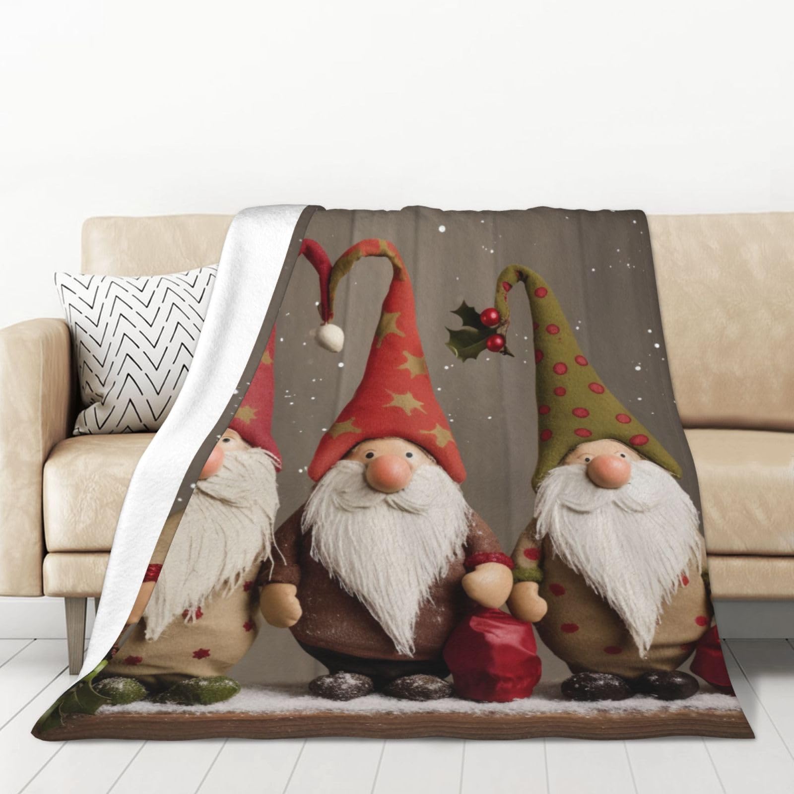 Couverture flanelle nains de Noël contre le froid du salon 320g