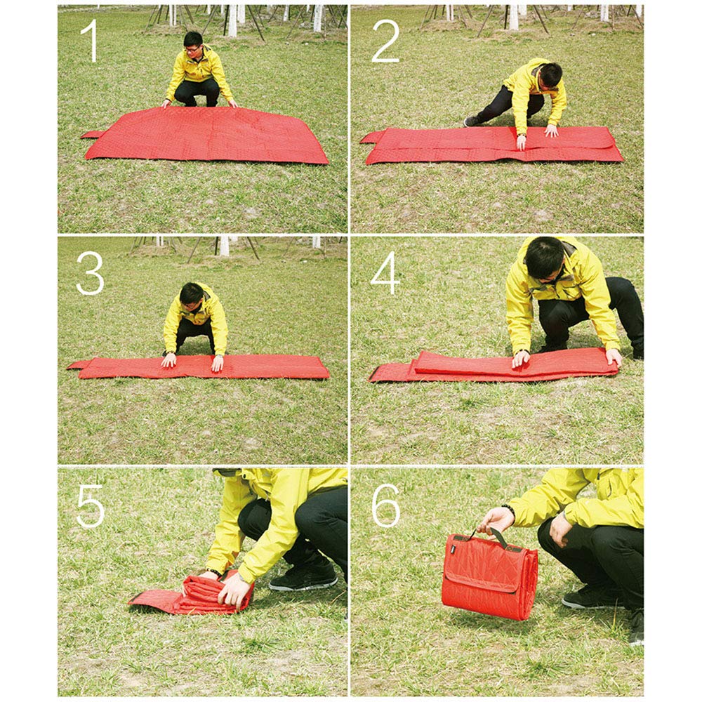 Mat Pique-Nique Pique-Nique Couverture Park Lawn résistant à l'humidité Pad Voyage Portable épais Rangement Pliable Beach Mat léger Tapis de Jeu pour Enfants 150 × 210cm