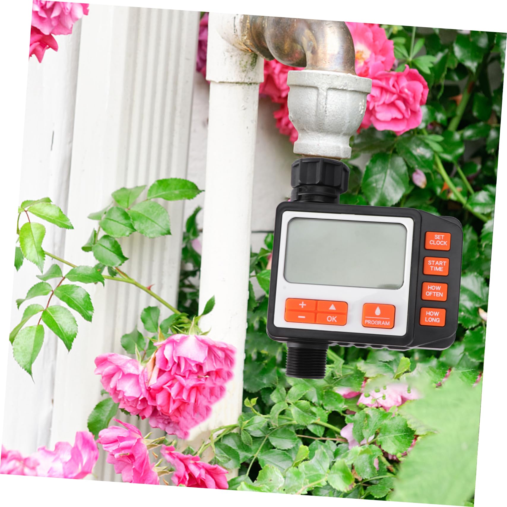 UPKOCH Timer Irrigazione Automatico con Display Ampio Programmatore per Irrigazione a Goccia e Sprinkler in Abs Nero