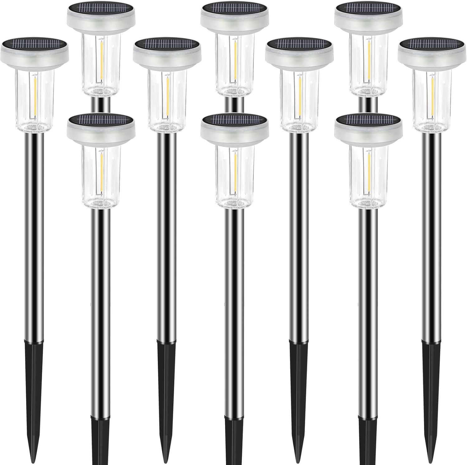 Greluna Solar Lights Outdoor,10 Pack Waterproof Solar Pathway Lights,Auto On/Off LED Solar