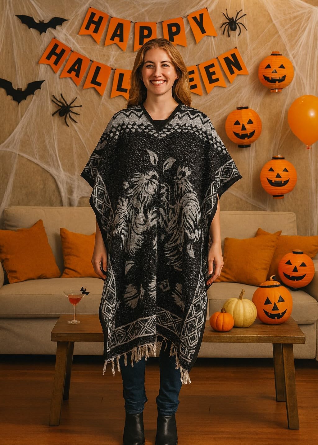 Gamboa Mexikaner Poncho Mexiko Herren Damen Authentischer Kostüm Mexikanischer Outfit Traditionelles Mexikanisches im Mexikanischen Design
