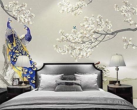 Amazon Co Jp 壁紙手描きファッションクラシックグリーンチャイニーズマグノリアピーコック鳥テレビ背景壁画壁紙壁紙写真壁紙3d効果壁紙 0x140 Cm 78 74x 55 11インチ Diy 工具 ガーデン