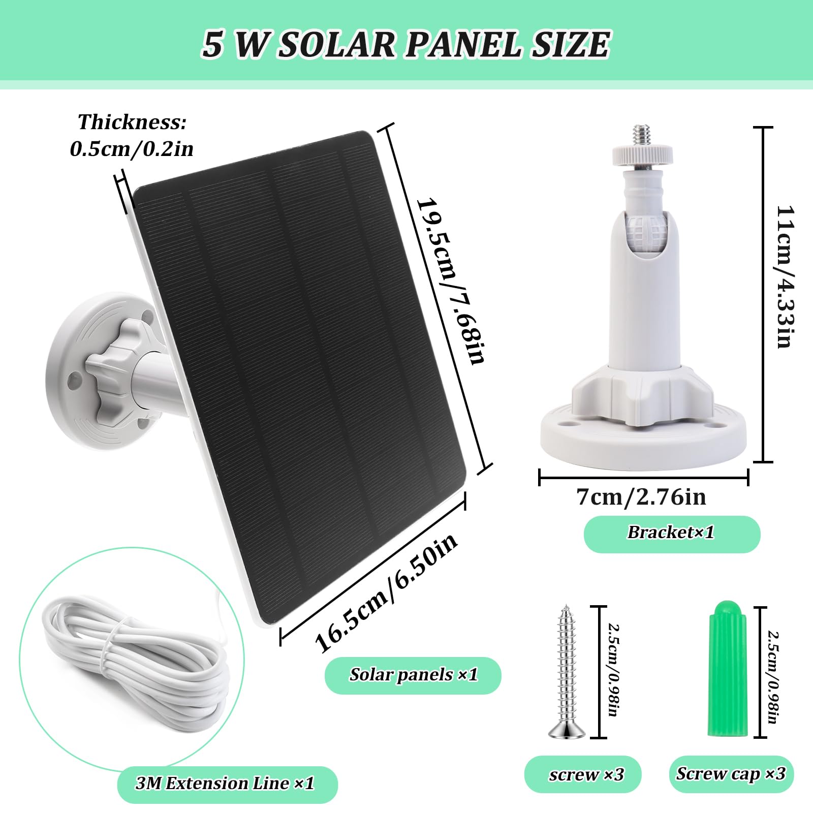 AFAIK Pannello solare Modulo solare per batteria Ring Camera 5V 5W con Ring Spotlight Cam/Pro/Plus & Stick Up Cam/Pro con spina a botte 4m Cavo di ricarica IP65 Impermeabile Caricabatterie solare per
