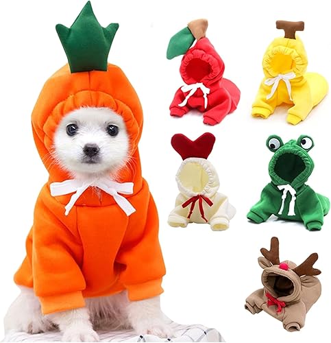 Miniatura 6 de Ropa cálida de invierno para perro, lindo abrigo de frutas con capucha de forro polar para perros y mascotas, chaqueta de disfraz para bulldog