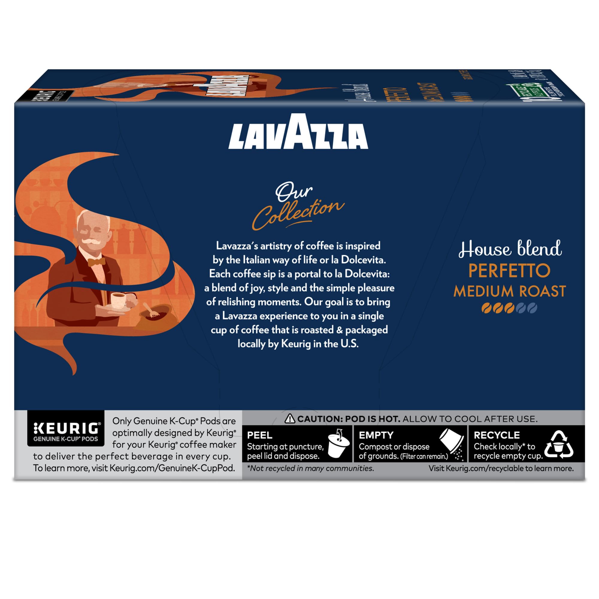 Lavazza Perfetto - Cápsulas K-Cup de café de una sola porción para Keurig Brewer Perfetto, tostado oscuro y aterciopelado, cajas de 10 unidades (paquete de 6) de cuerpo completo con sabor audaz y