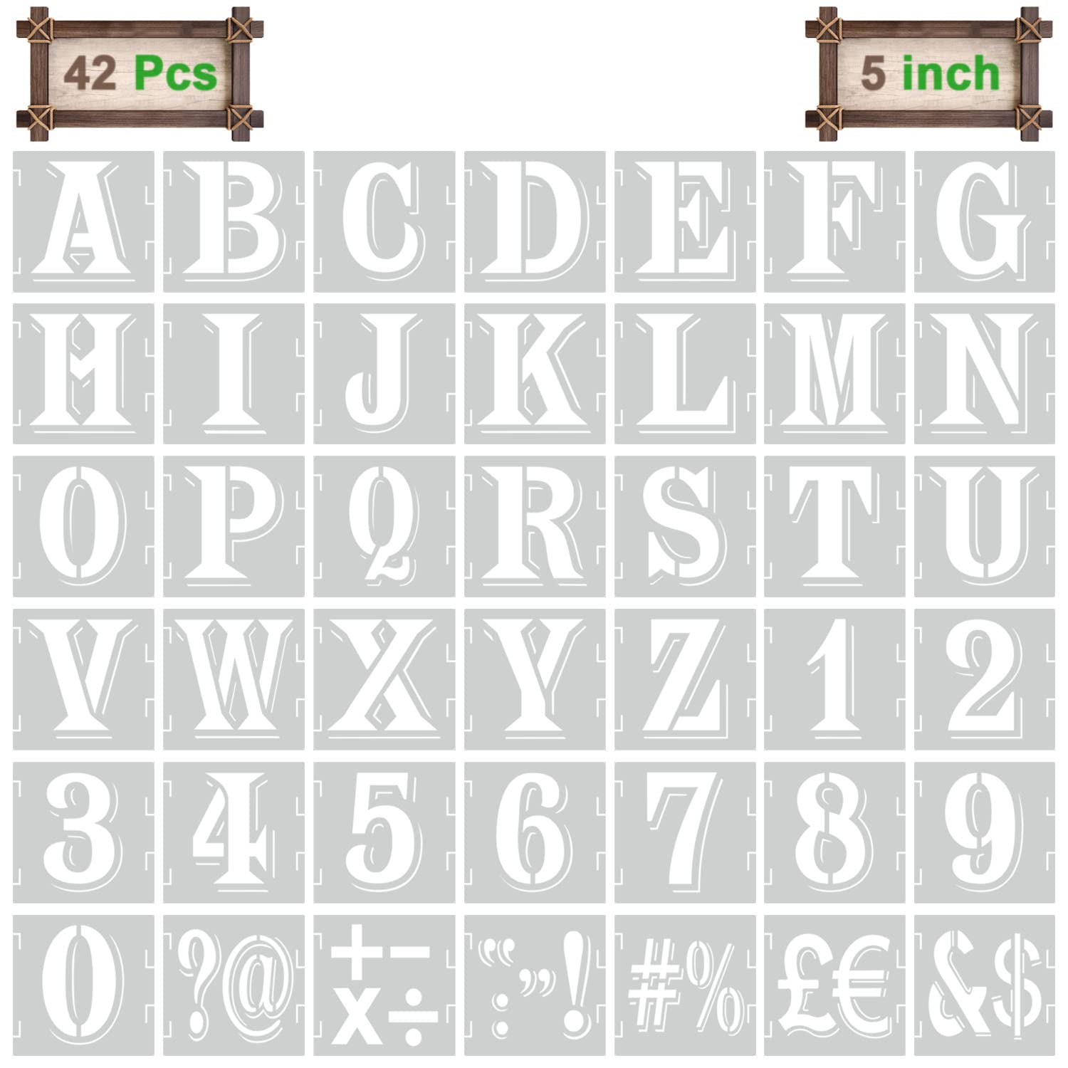 Buy 5 Inch Alphabet Letter Stencils Kit, 42 Pcs Reusable Interlocking ...