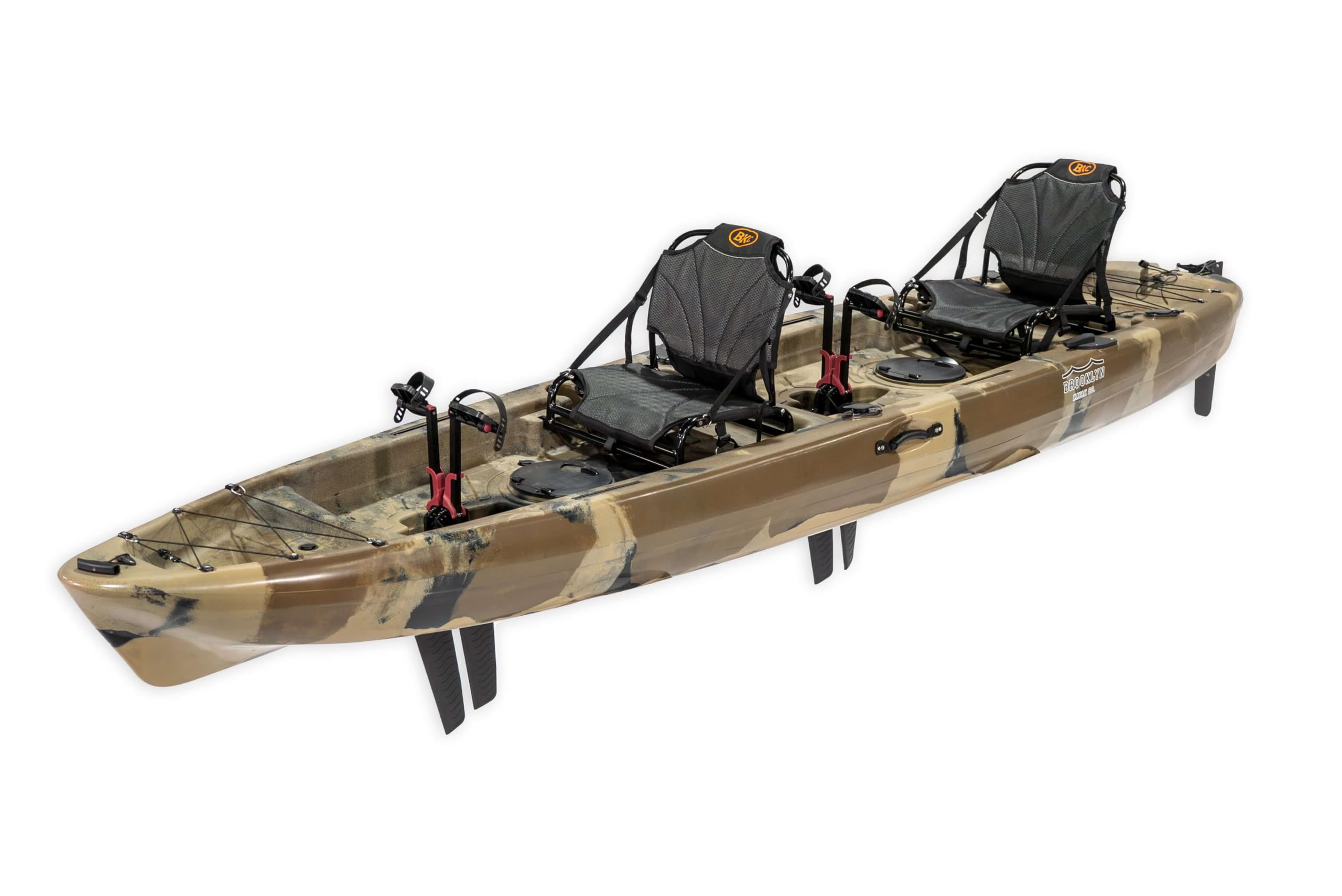 Brooklyn 13.5 Tandem Pedal Kayak by BKC - 2 Person Fishing Kayak with Dual Pedal Drive, 680 lb Capacity, Stable Sit-On-Top Hull, Rudder Steering, Gear