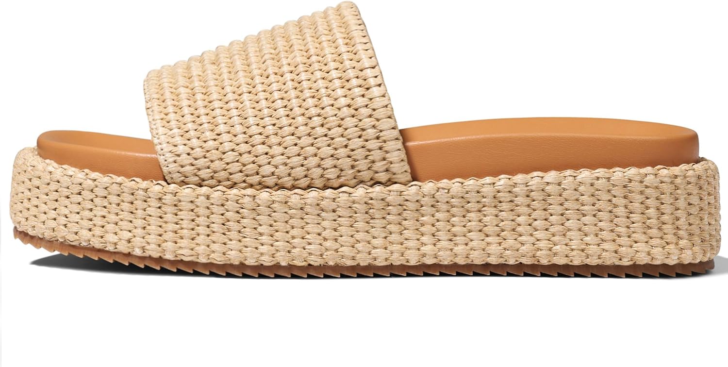 Womens Platform Wedge espadrille slides Summer Beach Cute Raffia