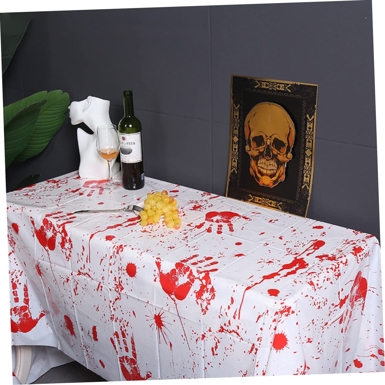 TOPBATHY 2sets Decorazioni Per Halloween Tovaglia Handprint e Grembiule Abbinato e