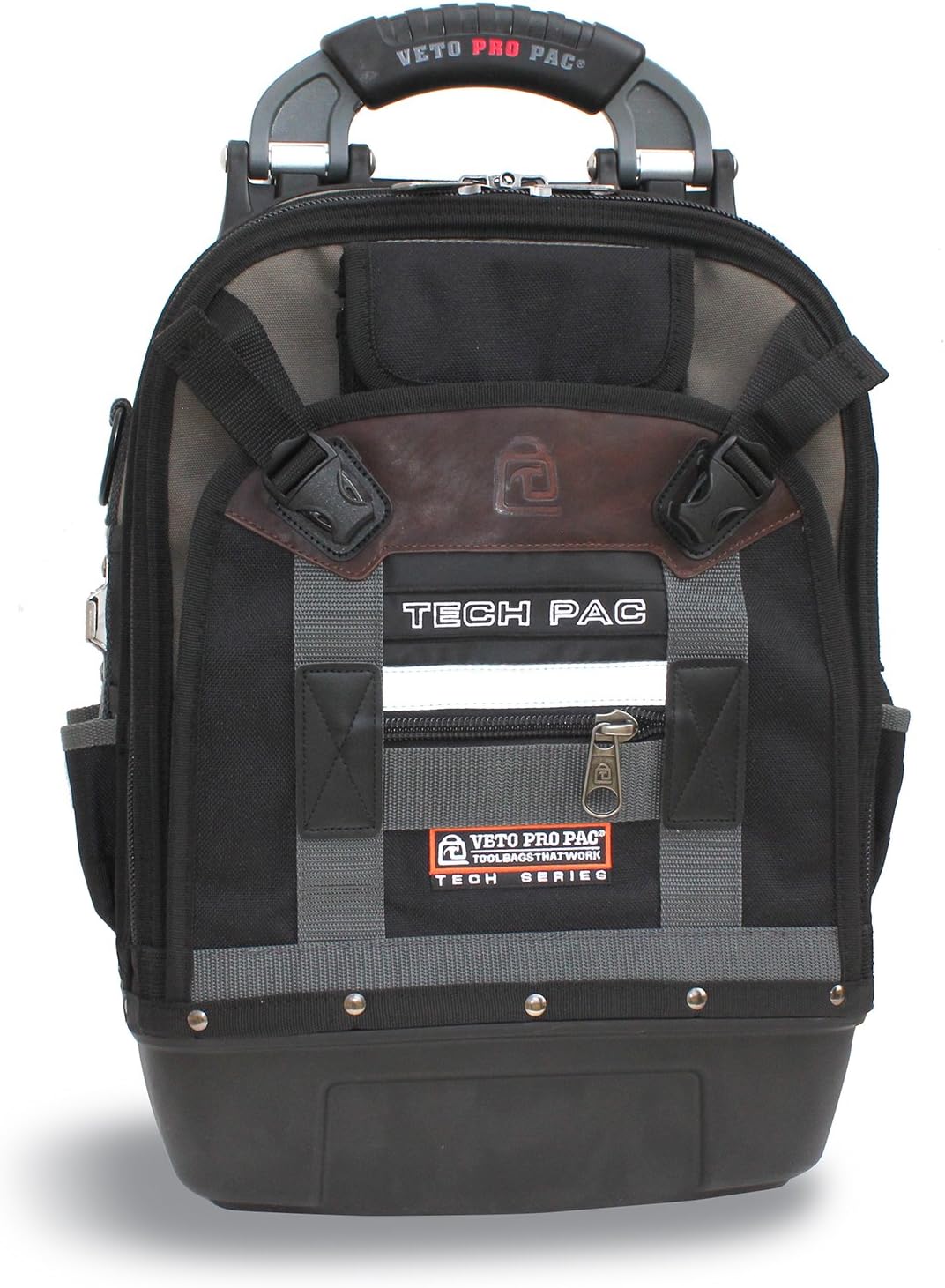 Veto Pro Pac Tech Pac Tool Backpack – Heavy-Duty Weatherproof Tool Bag with 46 Pockets, Waterproof Molded Base & Ergonomic Padded Straps & EVA Back Padding for Technicians and Contractors