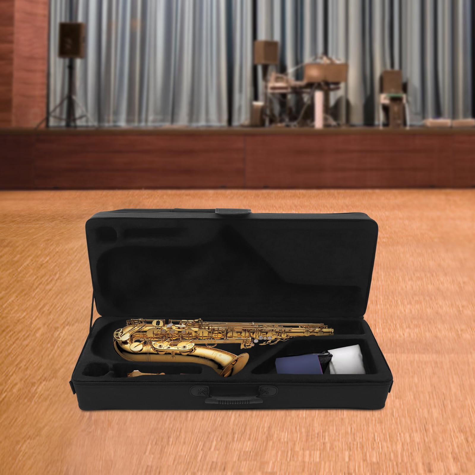 Étui Saxophone Ténor en Toile Nylon, Housse de Transport avec Mousse Antichoc, Bandoulière, Poignée et Bretelles Sac à Dos, 31×21×82 cm, Pour Pratique, Concerts et Voyages