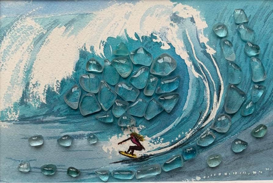 Amazon.co.jp: シーグラスアート サーフィン 湘南 マリン マリン