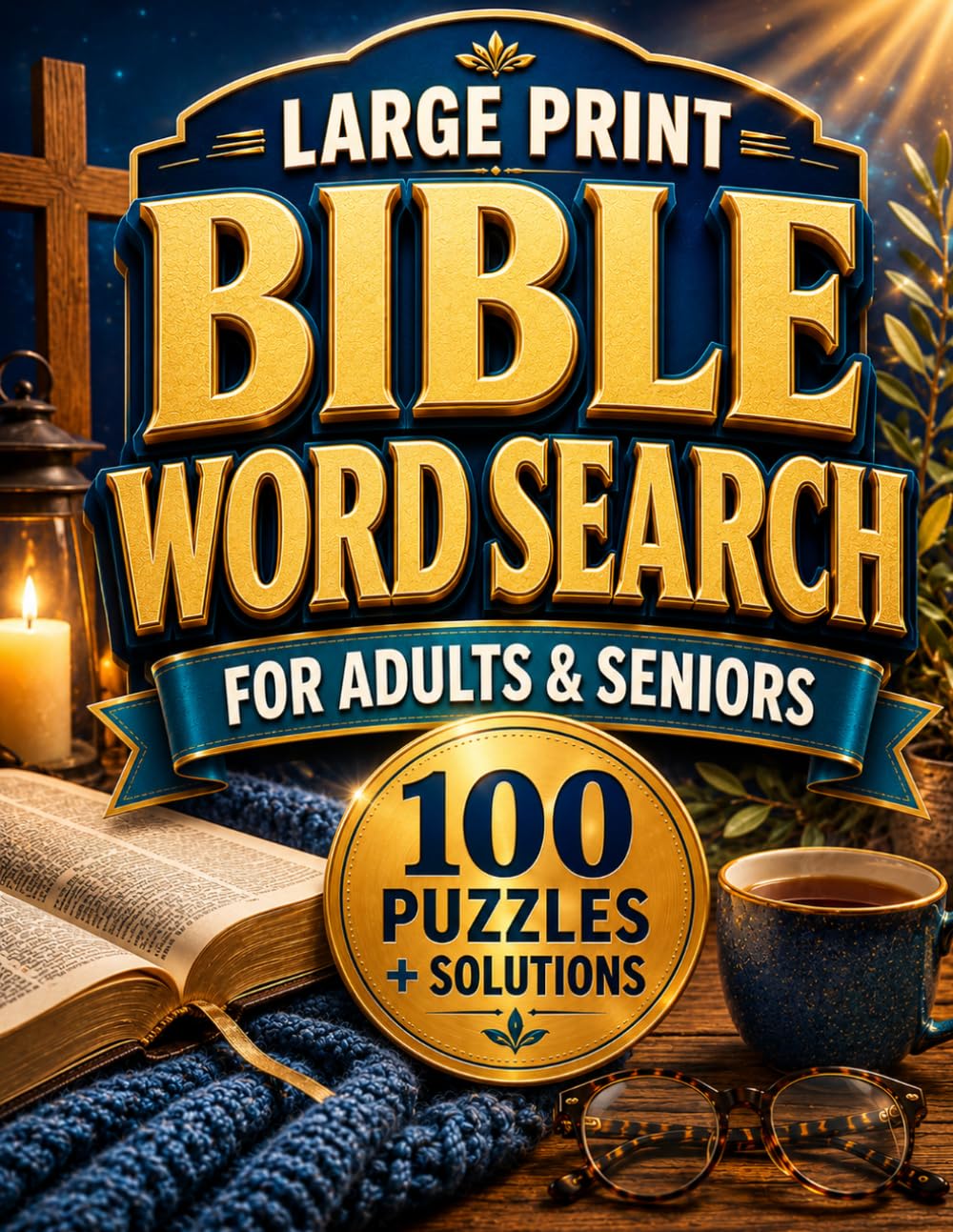 Bible Word Search Large Print for Adults and Seniors: 100 Faith, Scripture, People, and Places Puzzles with Solutions