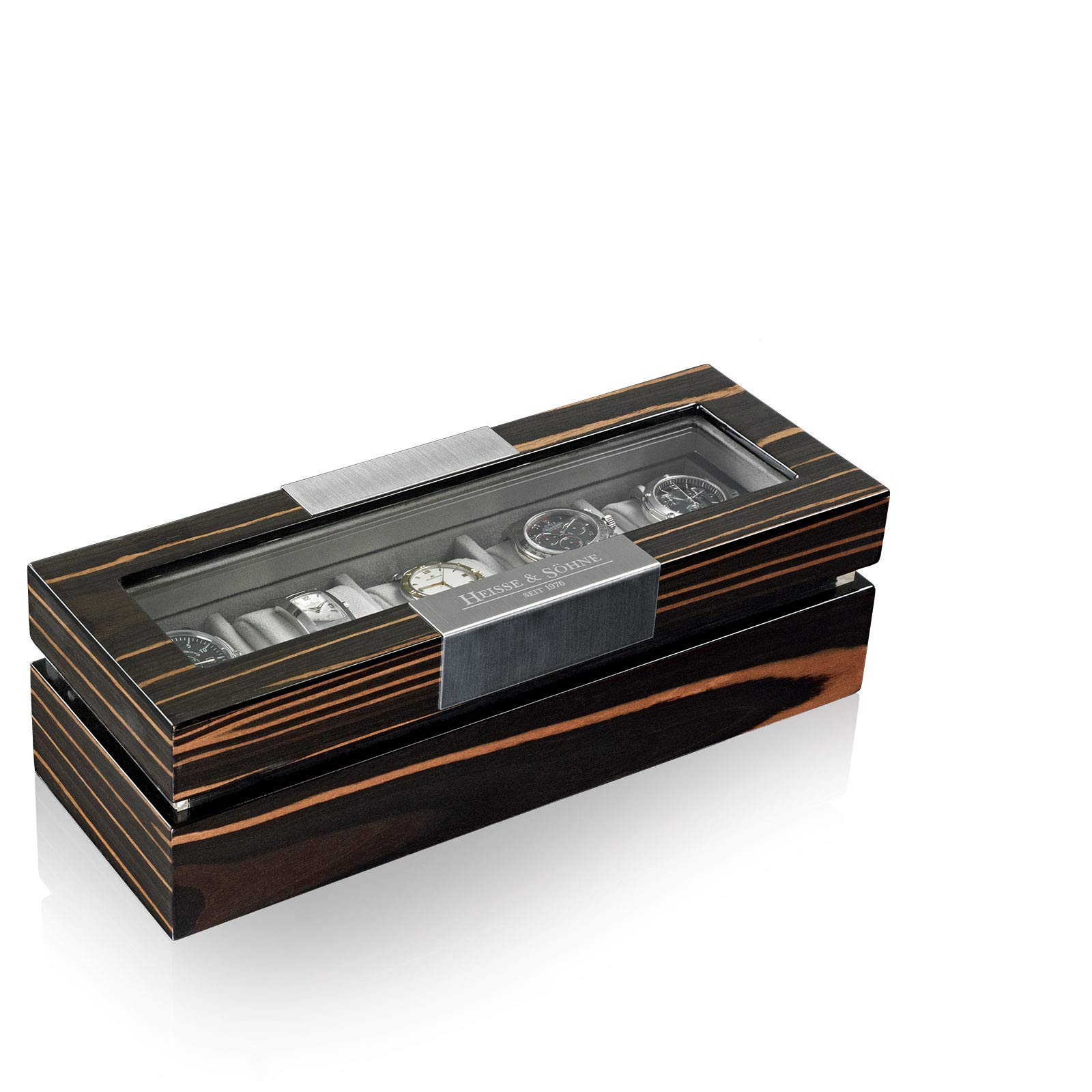 Estuche para relojes automáticos Heisse & Söhne Executive 5 Relojero negro Caja para relojes de lujo