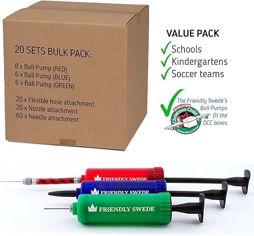 Miniatura 2 de The Friendly Swede Bomba de bola para pelotas deportivas, incluyendo agujas y boquillas, bomba de aire manual para pelotas, bomba de baloncesto,