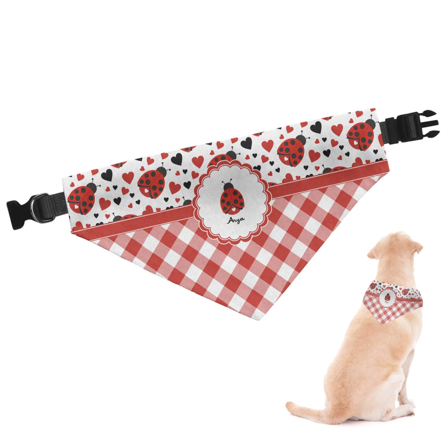 RNK Shops Personalized Ladybugs & Gingham Dog Bandana - Large