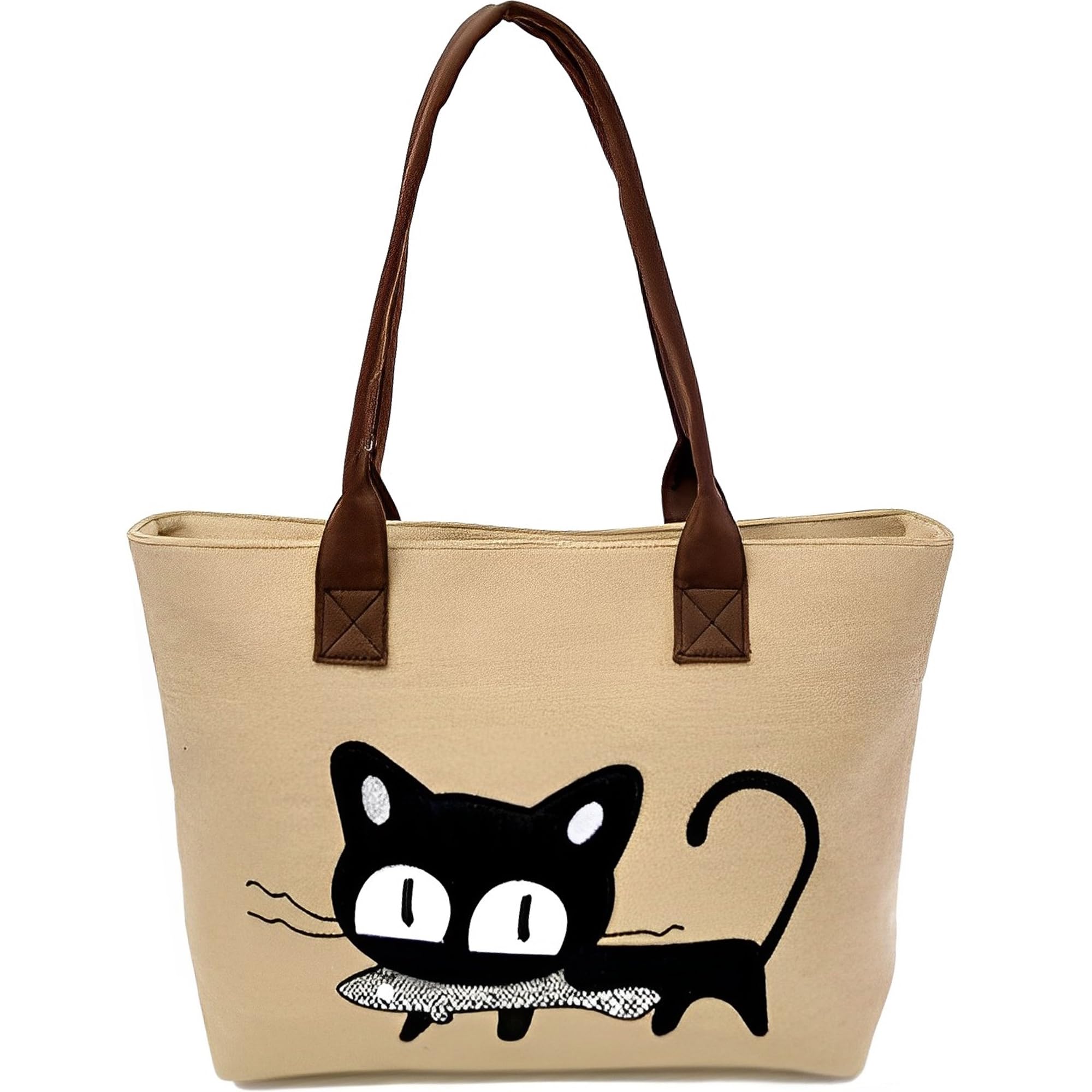 MINGZE Bolso, Nuevo Moda Mujer Bolsa de hombro Lindo bolso de gato Bolsa de lona Oficina Bolsa del almuerzo