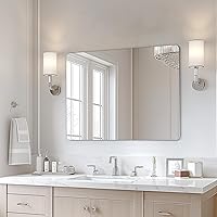 Vista 24 de USHOWER - Juego de 2 espejos negros para baño sobre lavabo de 56 x 76 cm, espejo rectangular de marco metálico, espejo de tocador moderno