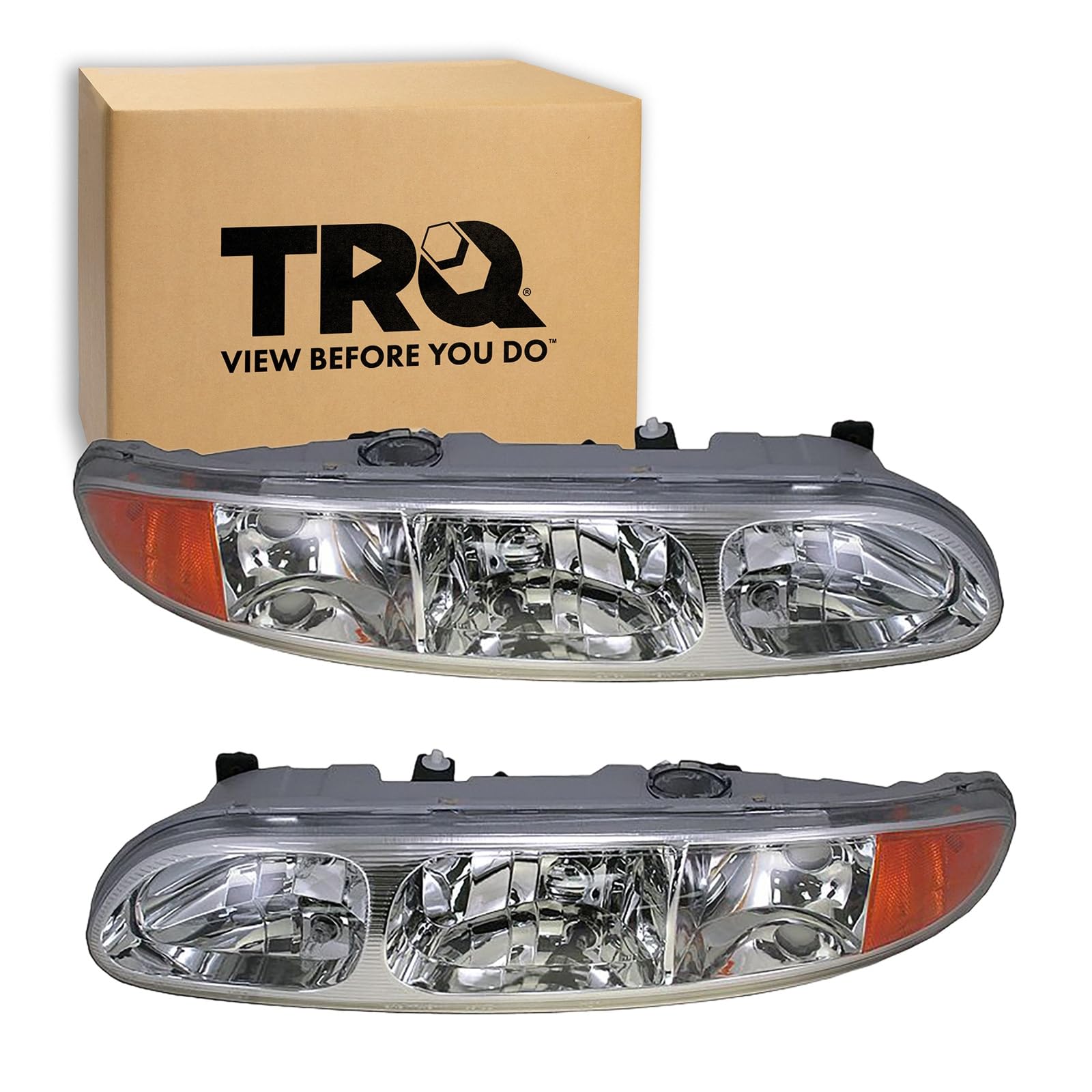 TRQ Headlight Assembly Set GM2502207 GM2503207 Compatible with 1999-2004 Oldsmobile Alero