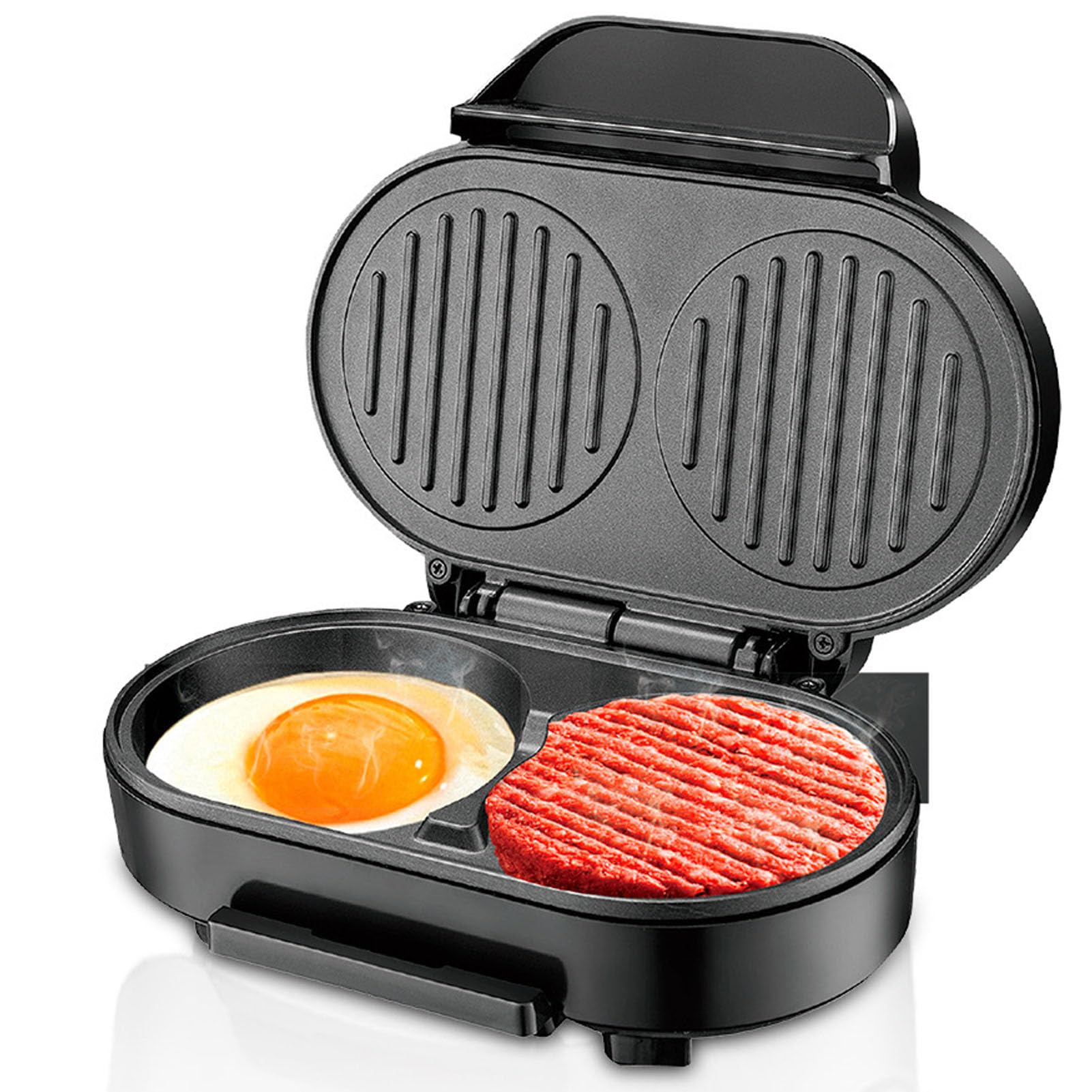 Elektrischer Frühstücksbereiter, Elektrischer Eier-Burger-Maker, Anti-Stick mit Aluminium-Heizplatte, Kompaktes Design für Eier-Pfannkuchen-Steak-Ei-Burger, Leicht zu Tragen