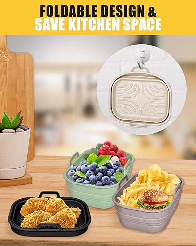 Vista 18 de Forros de silicona para freidora de aire de 10 cuartos de galón para Ninja DZ401/DZ550/DZ302, 2 piezas rectangulares de silicona para freidora