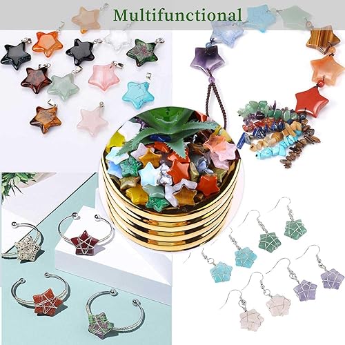 Miniatura 6 de 50 piedras de cristal en forma de estrella a granel de 0.8 pulgadas, mini estrellas de cristal surtido, piedras preciosas de palmera de bolsillo