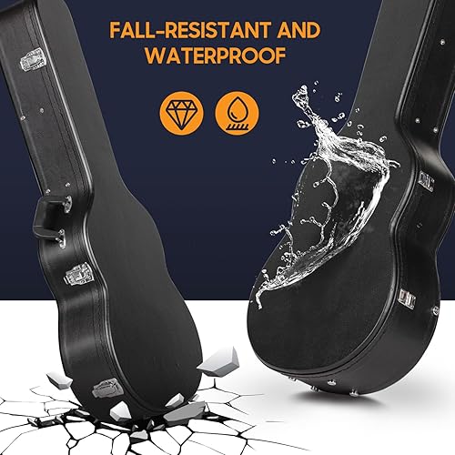 Miniatura 2 de CAHAYA Fundas para guitarra con carcasa rígida de madera para guitarras clásicas de 99 cm con llave, anti-choque, resistente al agua, bolsa de viaje