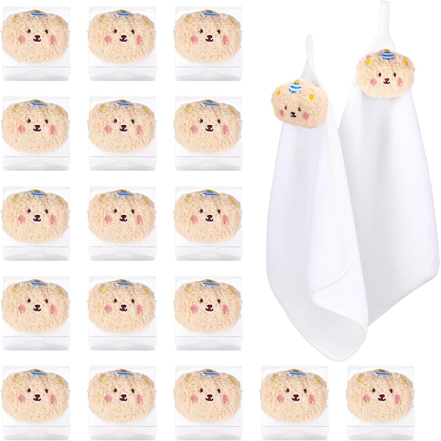 24 Pcs Baby Shower Favors, Soft Coral Fleece Hand Towels Gift with Box, Cute Bear Towels Baby Shower Supplies for Bridal Party Wedding Spring Holiday Baptism Birthday Souvenir Supplies