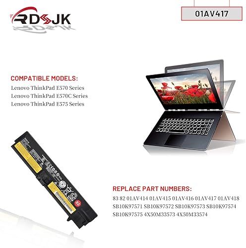 Miniatura 3 de 01AV418 SB10K97575 83 82 Batería para portátil Lenovo ThinkPad E570 E570C E575 Series 01AV414 01AV415 01AV416 01AV417 SB10K97571 SB10K975722 SB10