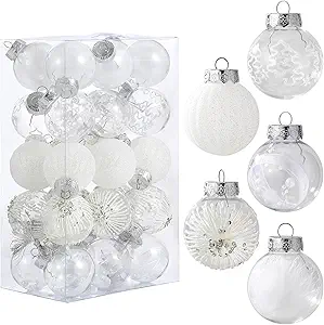 Garvee 30 Pcs Christmas Ball Ornaments, 2.36 Inch/6 Cm Shatterproof Christmas Tree Balls for Holiday Wedding Party Decoration, White