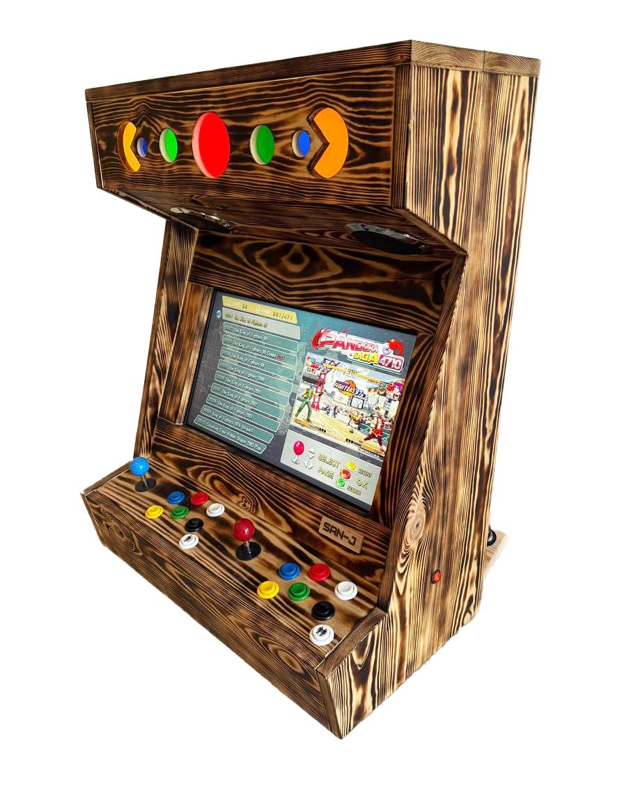 SAN-J Retro Bar-Top Arcade | Fatto a mano in legno - 2 giocatori (Bruciato)
