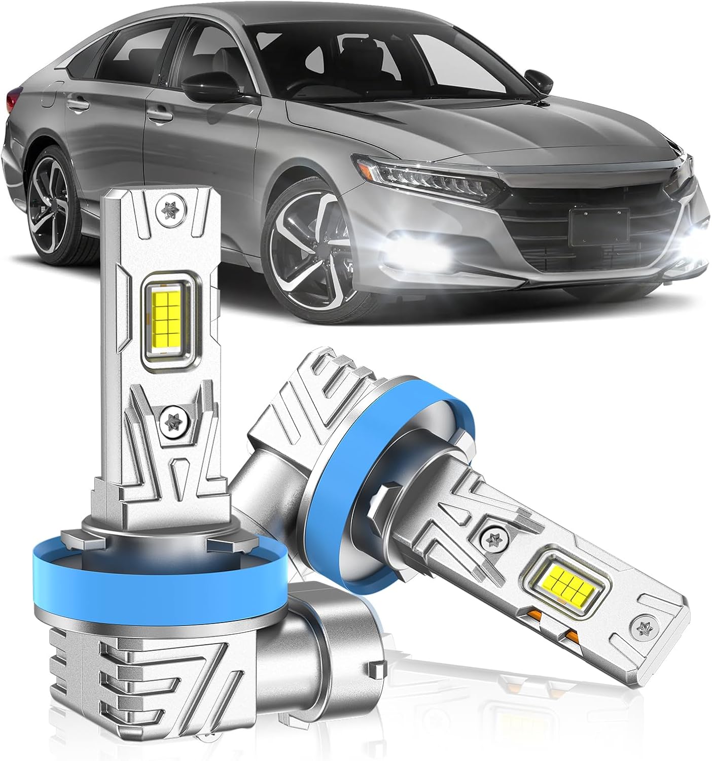 Fit for Honda 2006-2022 Accord Fog Light Bulb, 18000 Lumens 6000K White Fog Lights, 600% Upgraded Brightness, 60000+ Hours Lifespan, Plug and Play, Pack of 2