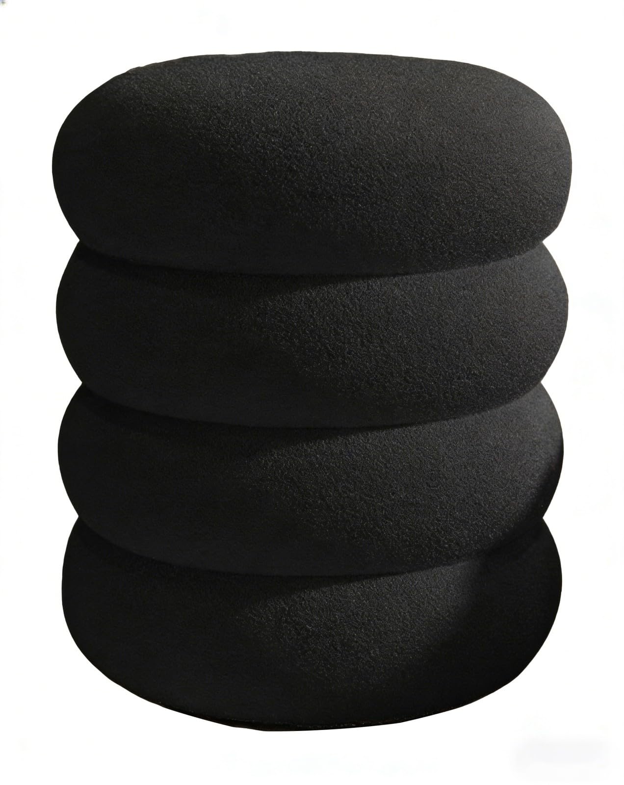 SXZenSpace Round Foot Stool With Storage - Modern Dressing Table Pouffe Footstool Vanity Seats Chairs Footstools(Black/4th)
