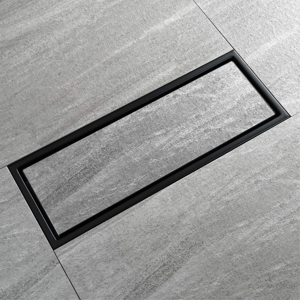 Desagüe de Piso para Ducha de baño， desagüe de Piso Lineal de Acero Inoxidable antiolor de 30 x 11 cm， Rejilla de desagüe para Azulejos de baño， Color Dorado，