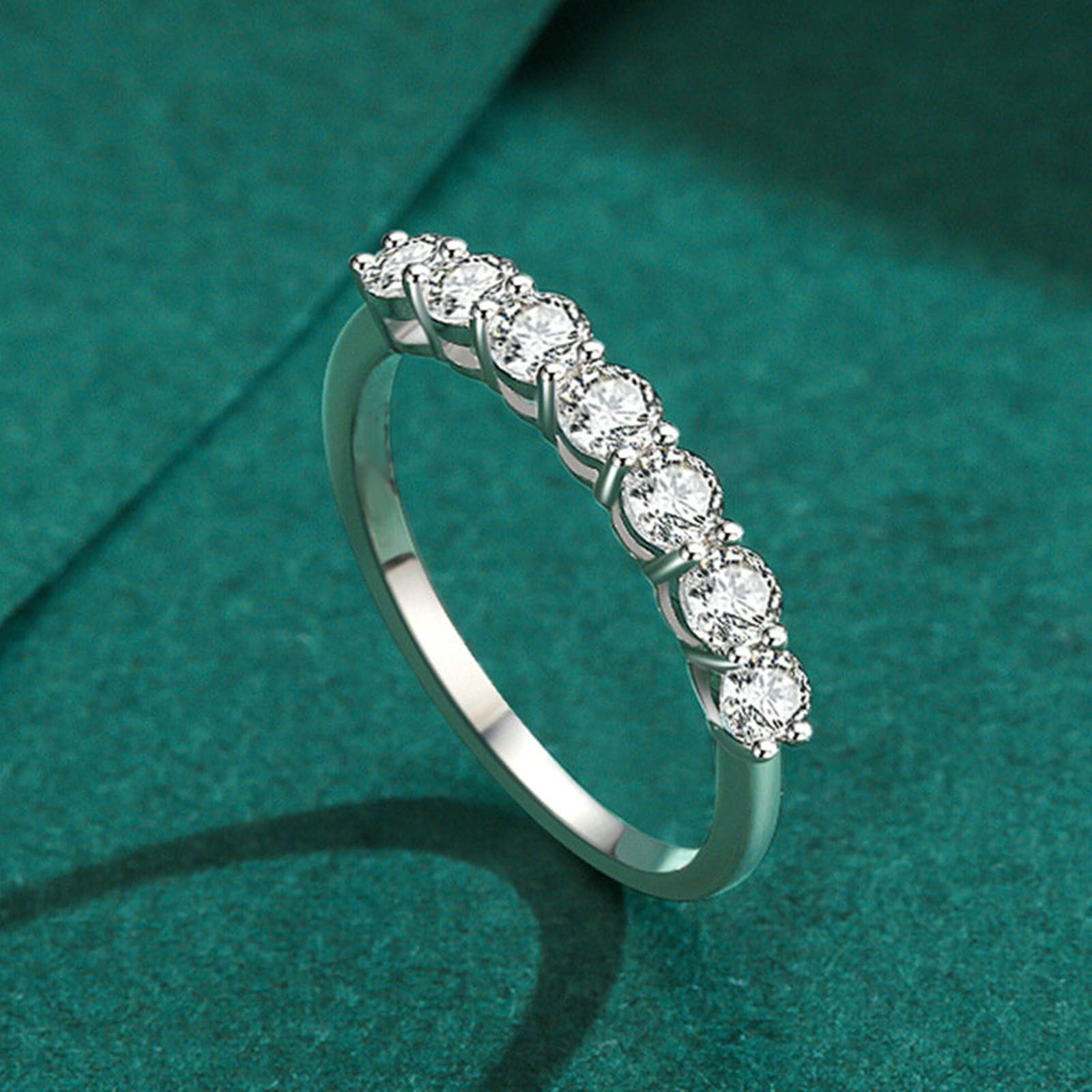 Eternity Band obrączki ślubne białe złoto 750 dla kobiet z moissanit, pierścionek damski złoty 750, rozmiar 47 (15,0)-65 (20,7)