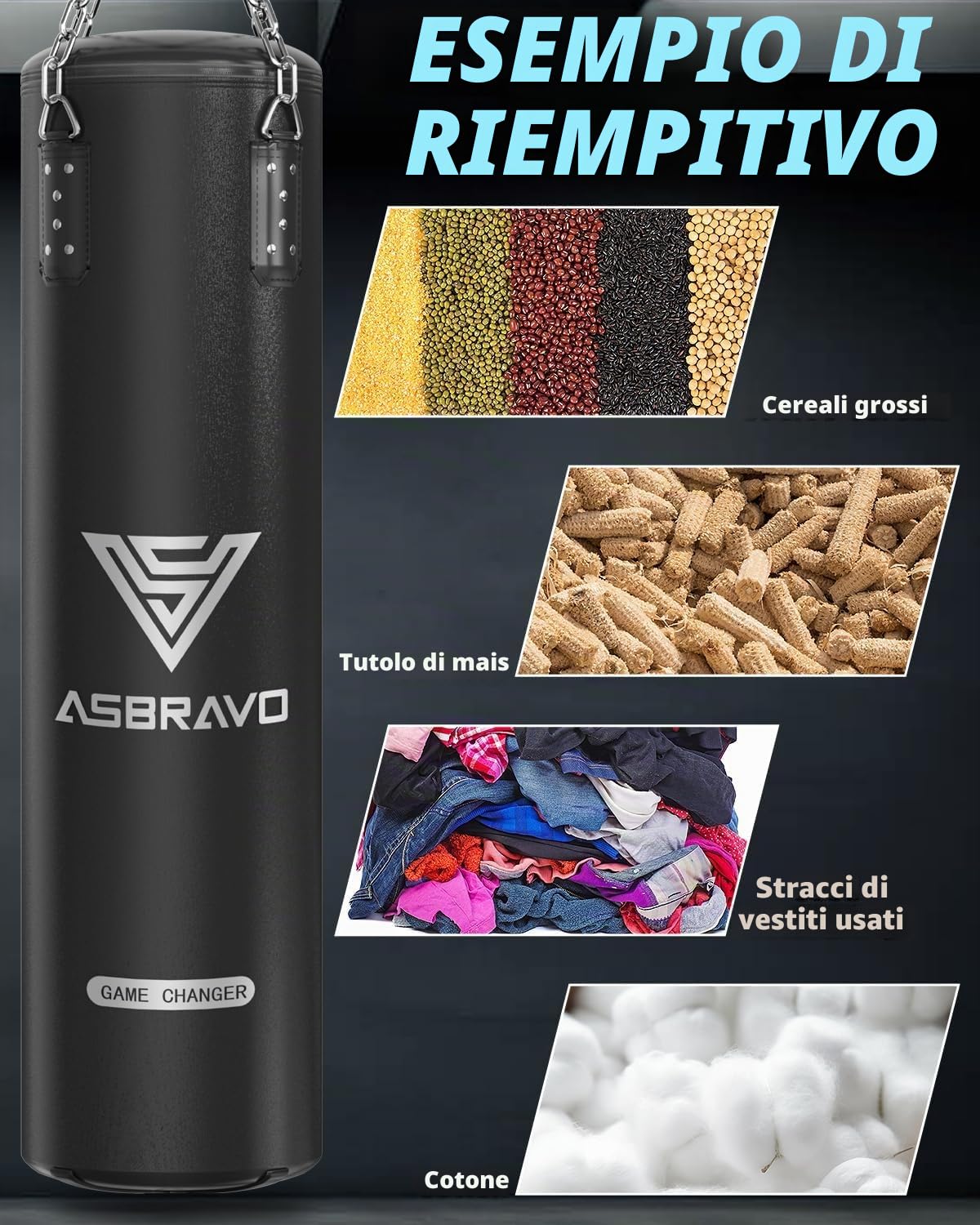Sacco da boxe per adulti, 1,2 m, set di guanti da boxe pesanti da 340 g, per MMA, Muay Thai, kickboxing, allenamento a casa, palestra, arti marziali (non riempito)
