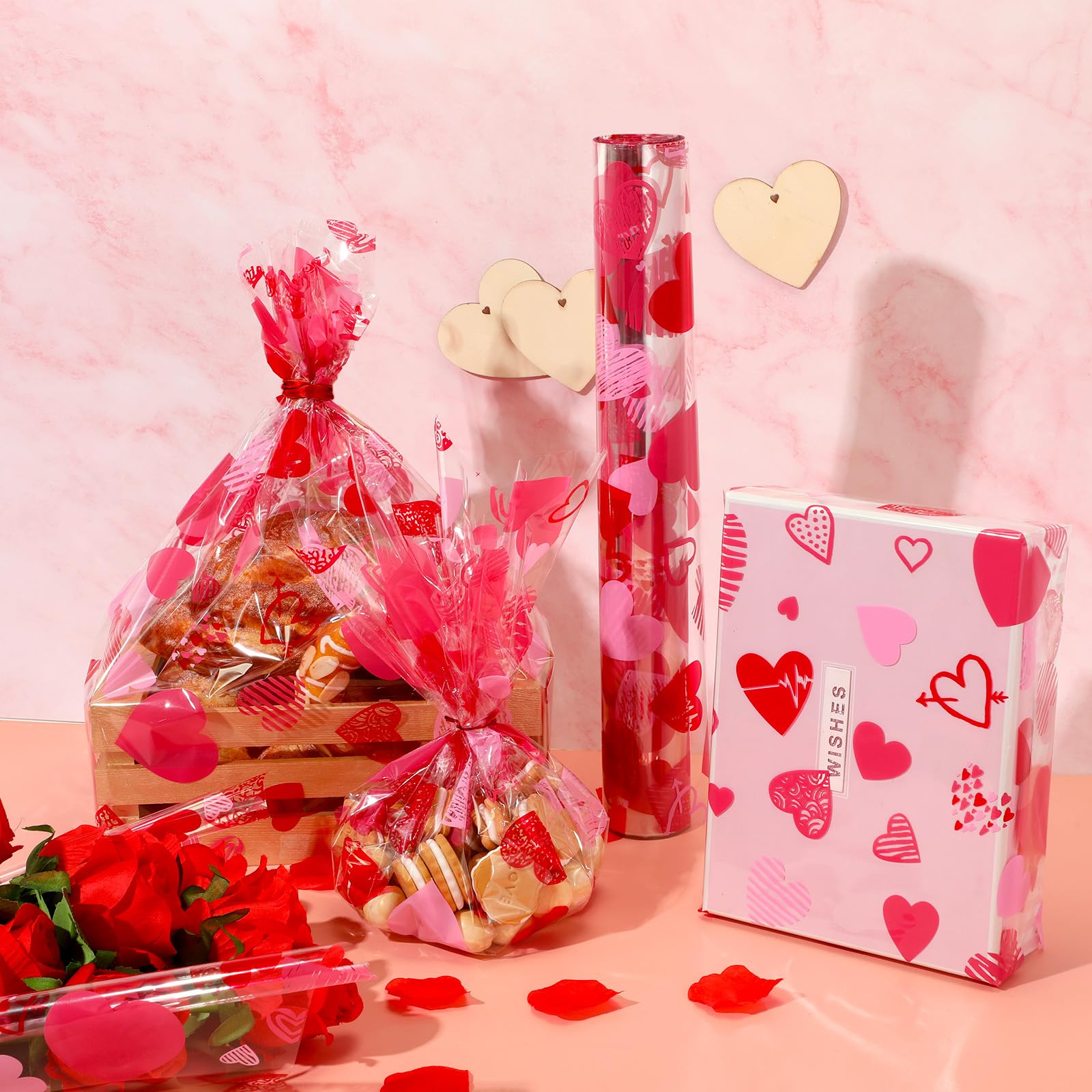 Gueevin Rouleau de papier cadeau de Pâques en cellophane transparent pour panier, friandises, loisirs créatifs, fleurs - 30,5 x 40,6 cm