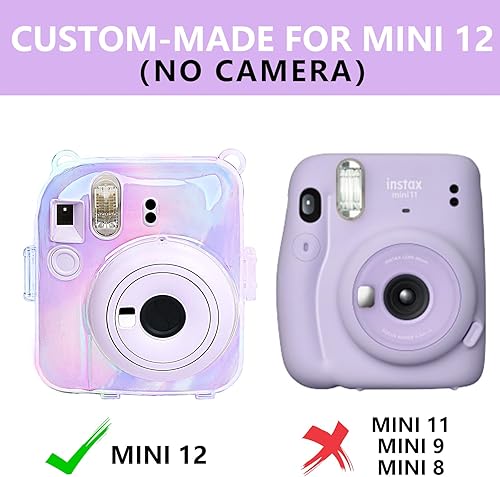 Miniatura 2 de WOGOZAN Funda transparente para cámara Fujifilm Instax Mini 12 de película instantánea con bolsillo para fotos mejorado con capacidad para 10