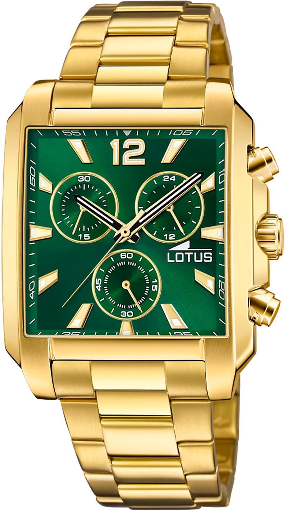 Lotus Herrenuhr Analog aus Edelstahl 316l Goldfarben | Quarzwerk, Chronograph, Widerstandsfähiges Mineralglas, Wasserdicht 5 ATM 18853/3 Special Prices