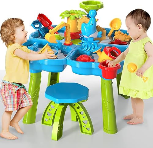 Juguetes de mesa de agua de arena para niños pequeños 4 en 1 para mesa de juego de arena y agua juguete de playa para niños y niñas actividad de