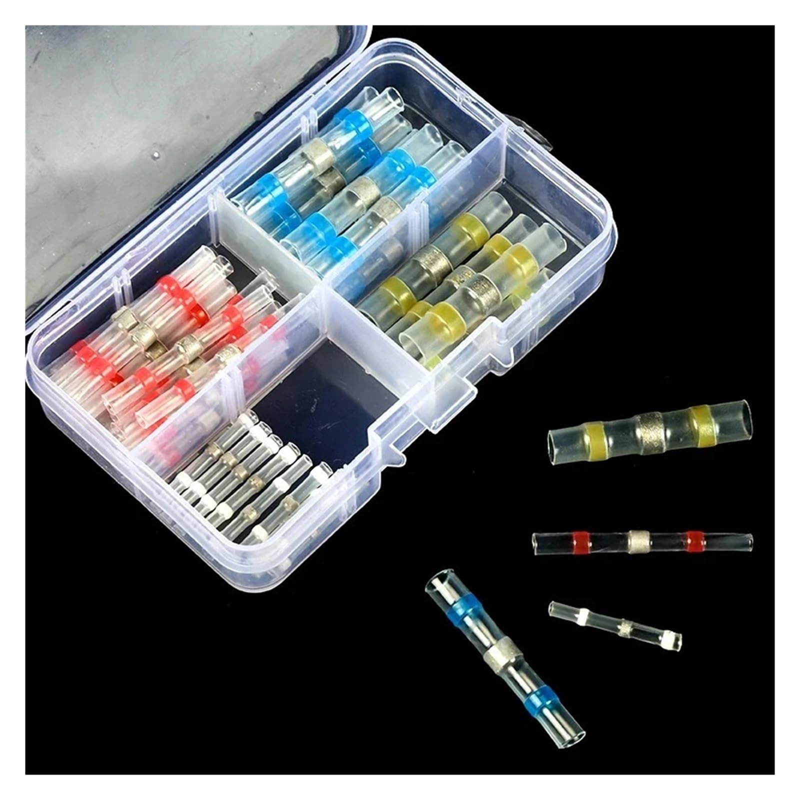 BYLSAGWHT 50pcs Heat Shrink Butt Crimp Terminals Solder Seal Wire Connector Sleeve Butt Electrical Splice Soldering Ring