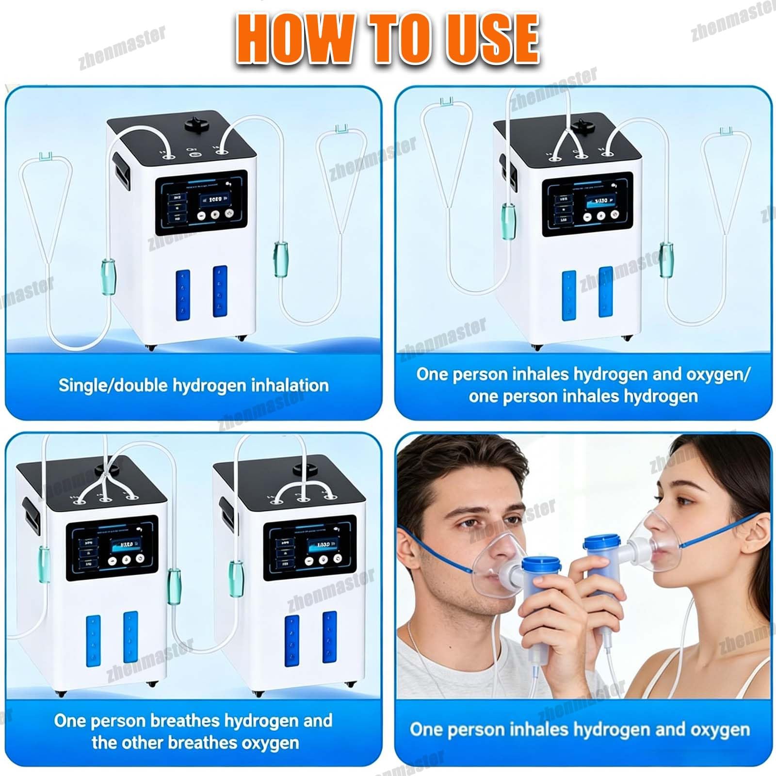 Inhalator Wodorowy, Inhalator Trójpunktowy, Zastosowanie Generatora H2 O Czystości 99,99%, Siedmiostopniowy Separacja Gazu I Cieczy Zapobiegająca Cofaniu Się Wody I Rozpylanie | Gunmetal,1500ml/min